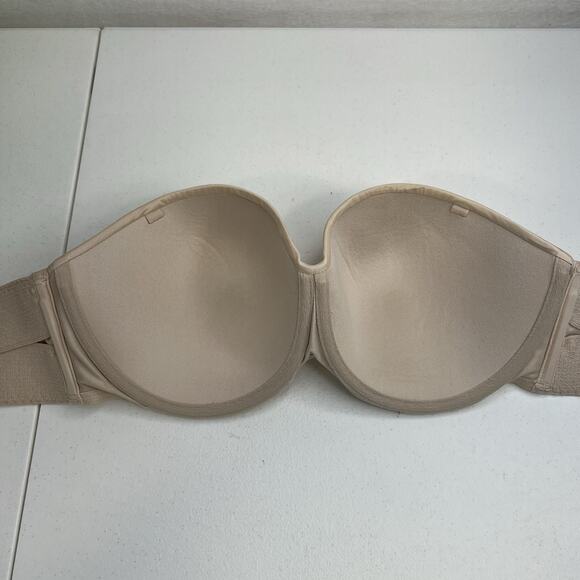 Victoria's Secret 36D Bra Lined Strapless Underwire Beige NO STRAPS Seamless - Picture 6 of 15